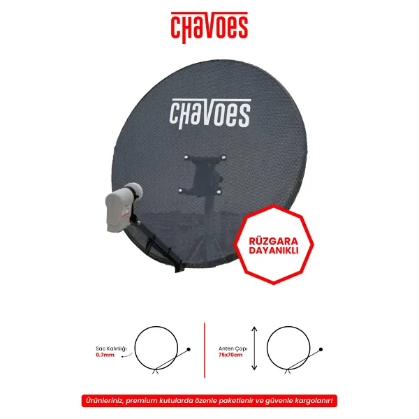 Chavoes Çanak Anten 70-75 cm Nexstar Delikli Rüzgara ve kara karşı dayanıklı 7 mm saç kalınlıgı