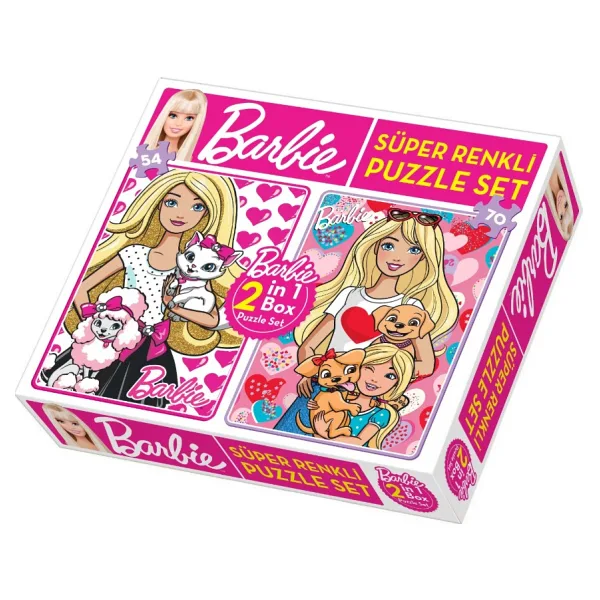 Diytoy Barbie Süper Renkli 2 in 1 54+70 Parça Puzzle 1542