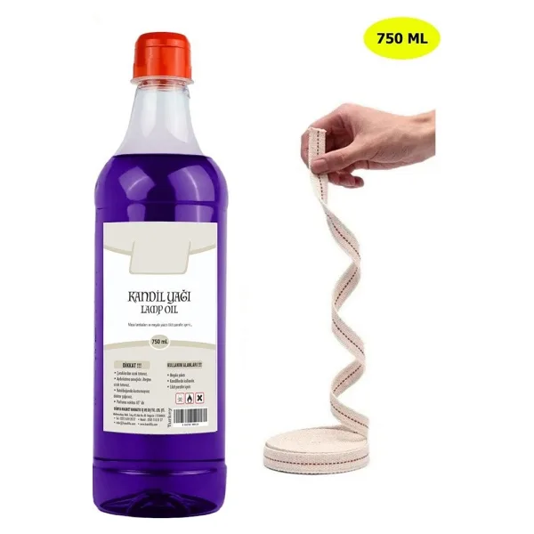 Dünya Magnet Kandillo Mor Kandil Yağı Iç Mekan 750 Ml. + 50CM Fitil