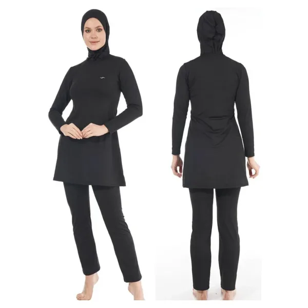 Estiva 22901 Siyah Tam Boy Düz Tesettür Mayo