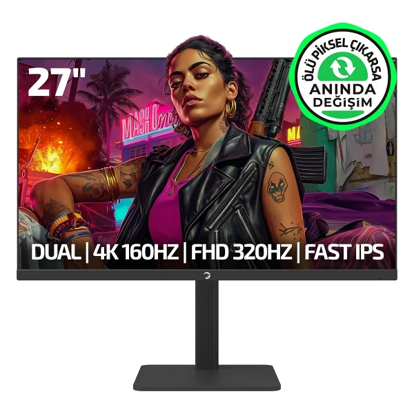 Gamepower Kaze Dual 27'' 0.5 ms 4K 160 Hz - Full HD 320 Hz Pivot IPS Oyuncu Monitörü