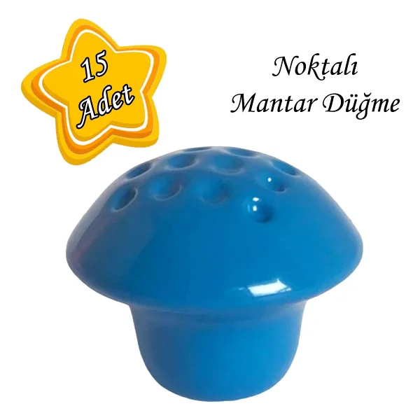 Glaswen 15 Adet Mavi Noktalı Mantar Düğme Kulp Çocuk Bebek Mobilya Çekmece Dolap Kapak Kulbu Metal Kulp Aksesuarları Vidalı