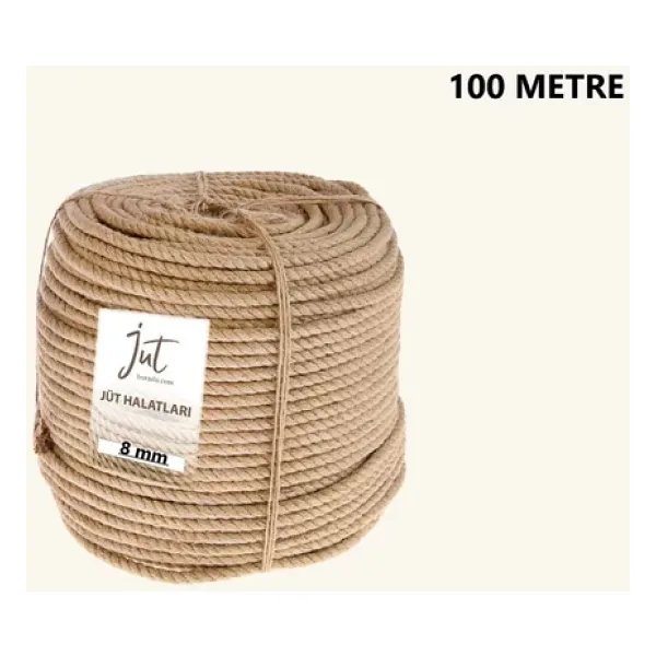 Jütburada Jüt Halat 8 Mm 100 Metre Hasır Dekor Süsleme İp
