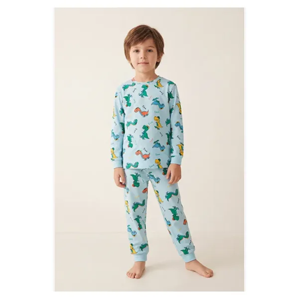 Katia & Bony Erkek Çocuk Dinozor Desenli Pijama Takımı
