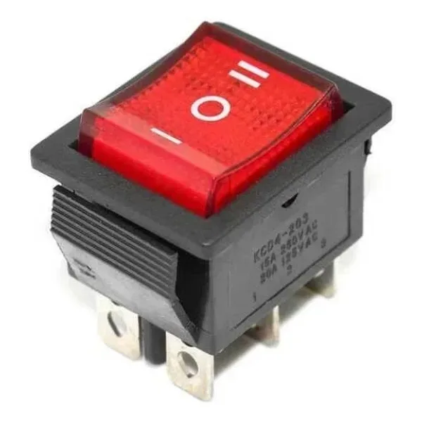 KCD4 ON-OFF-ON Üç Konumlu Işıklı Anahtar 6 Pin