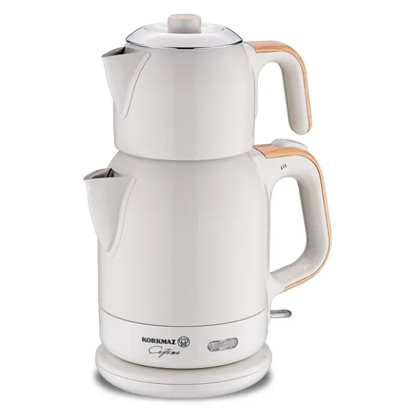 Korkmaz A331-14 Çaytema Vanilya/Ahşap 1600 W Çelik Çay Makinesi