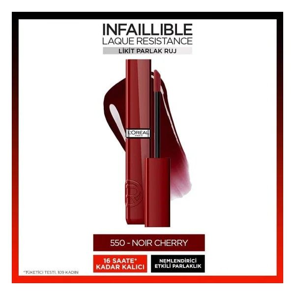 L'Oreal Paris Infaillible Laque Resistance 550 Noir Cherry Likit Ruj