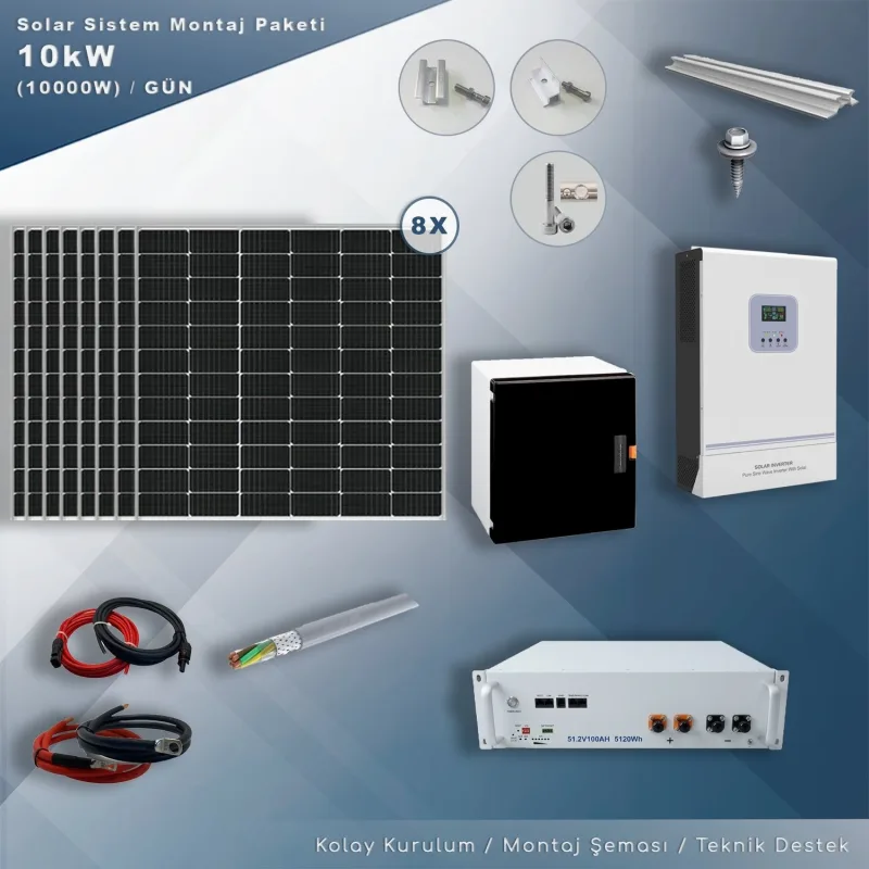 MATECH 10 kW Solar Paket Sistem (10000W/Gün)