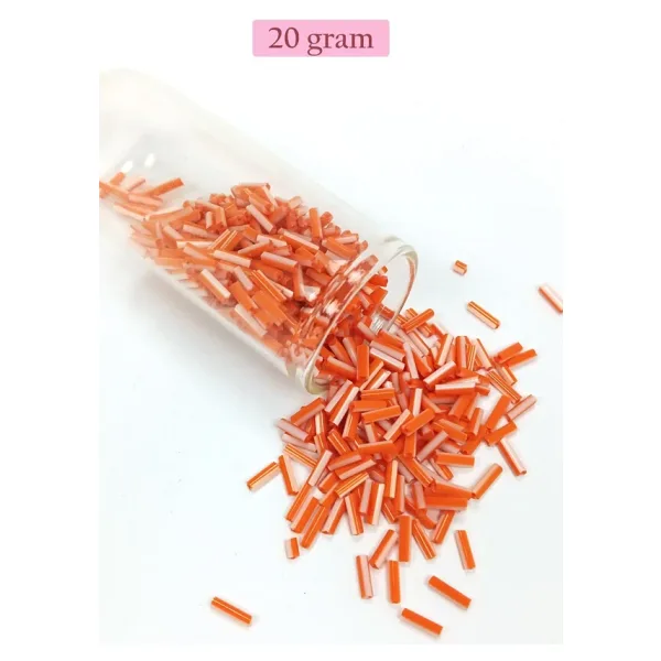Mbb E-Ticaret Uzun Boru Kesme Boncuk Çap 2mm Uzunluk 10 mm - 20 Gram - Turuncu Beyaz - BNC255