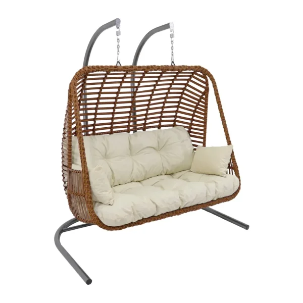 Monalin Home Garden Kudüs Rattan El Örgüsü Çift Kişilik Balkon Teras Bahçe Salıncağı - Kahverengi