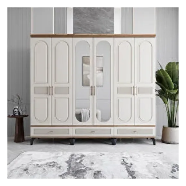 Monzio Libra 6 Kapaklı Çekmeceli Gardırop Tamamı Mdf (aytaşı)