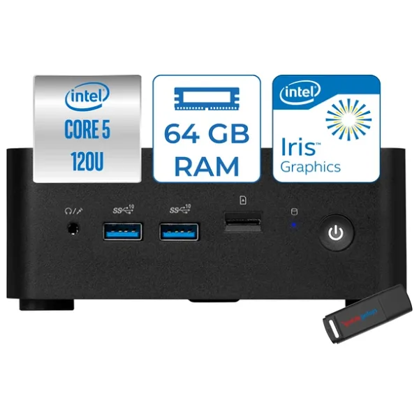 Msı Cubı Nuc Intel Core 5 120U 64Gb Ddr5 2Tb Ssd Iris Xe Graphics Freedos Mini Bilgisayar 1M013beuf23 + Zettausbbellek