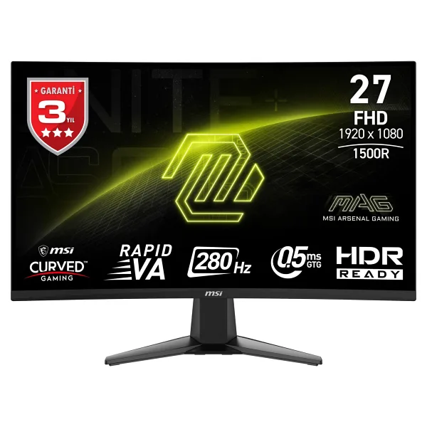 MSI MAG 276CXF 27" 0.5 ms Full HD Curved 280 Hz Oyuncu Monitörü