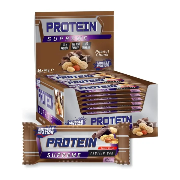 Muscle Station Supreme Çikolata ve Yer Fıstığı 40 gr 24'lü Protein Bar