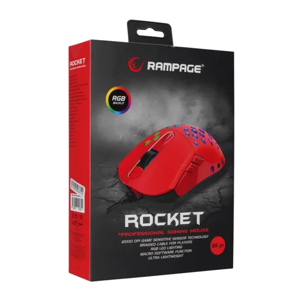 Rampage SMX-R66 Rocket RGB Makrolu Ergonomik Optik Kablolu Oyuncu Mouse