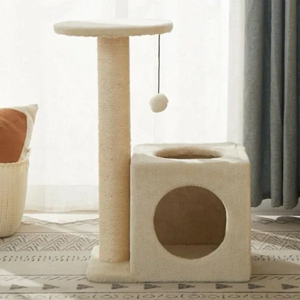 Reyo Pet Dekoratif Kedi Tırmalama Ve Oyun Evi Krem