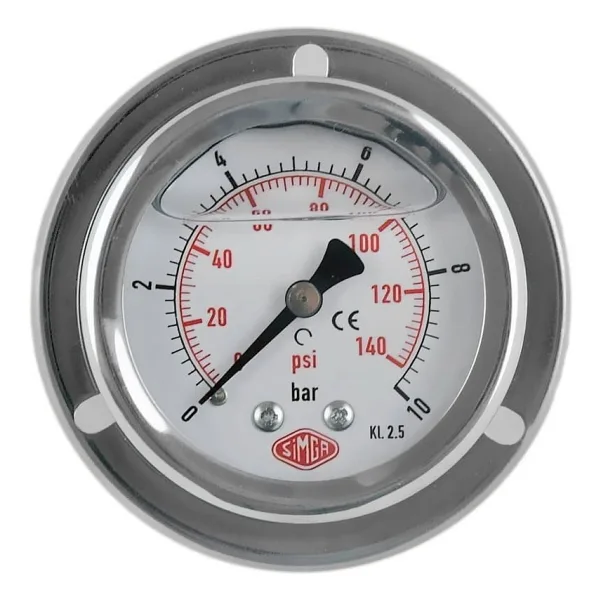 SİMGA Çap Ø100 mm Ön Flanşlı Gliserinli Manometre 0-600 bar