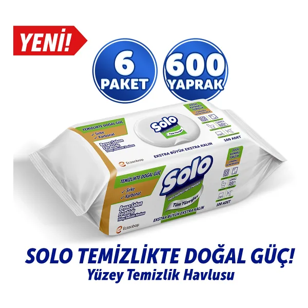 Solo Beyaz Sabun Ferahlığı Yüzey Temizlik Havlusu 100 Yaprak 6'lı