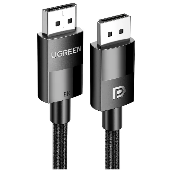 Ugreen 8K 60 Hz Display Port to Display Port 1.4 Örgülü Kablo 3 Metre, Siyah