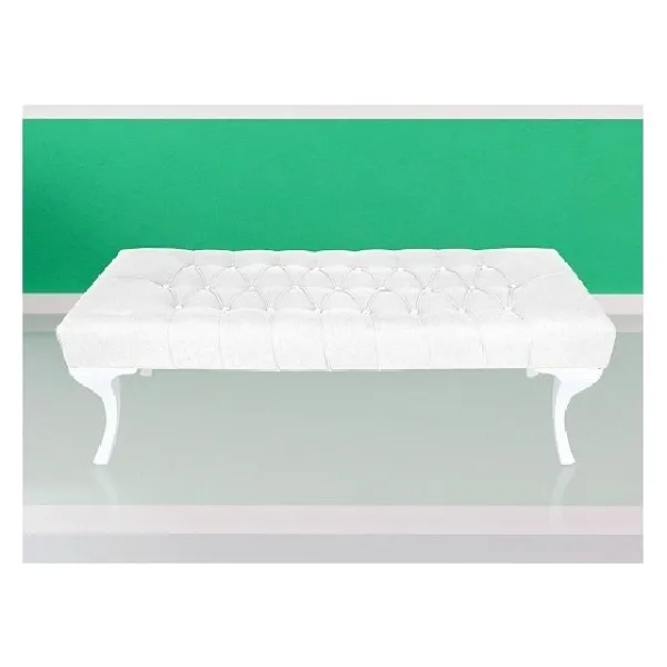 Ünüvar Konsept Dekoratif Dikdörtgen Puf Bench 001- Beyaz