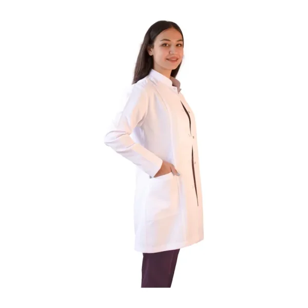 Vayteks Hakim Yaka Orta Boy Beyaz Kadın Doktor Öğretmen Laboratuvar Önlüğü