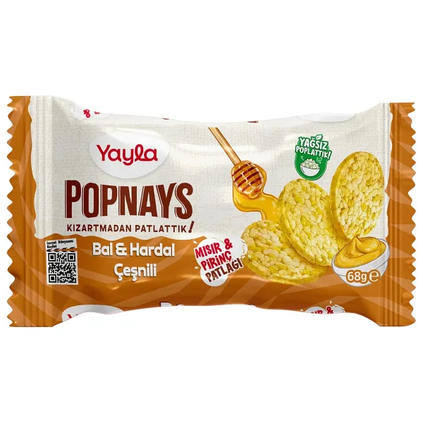 Yayla Popnays Bal ve Hardal Çeşnili Mısır ve Pirinç Patlağı 68 gr