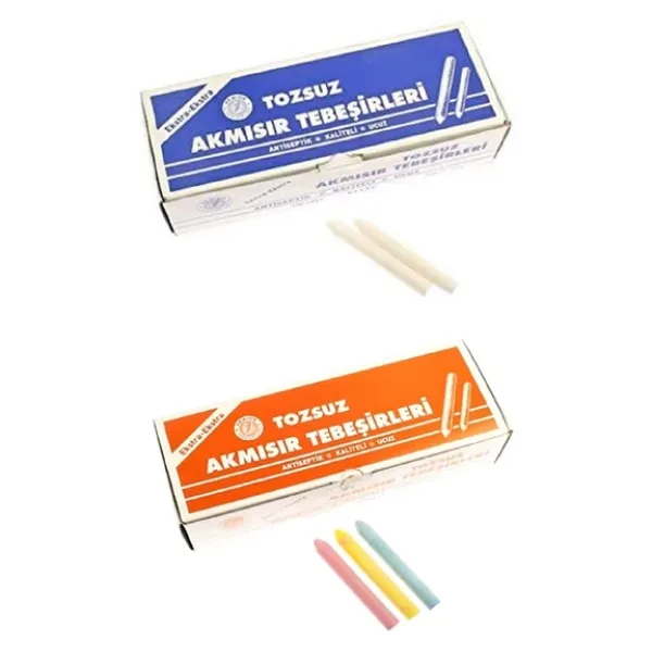 100 lü Renkli ve Beyaz Tebeşir 2 Paket