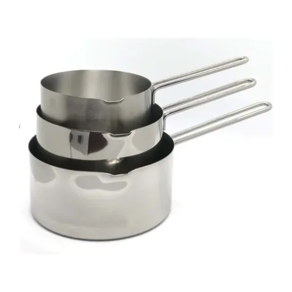3 Lü Set Paslanmaz Çelik Kaçerola Sütlük ve Sosluk 12-14-16 cm