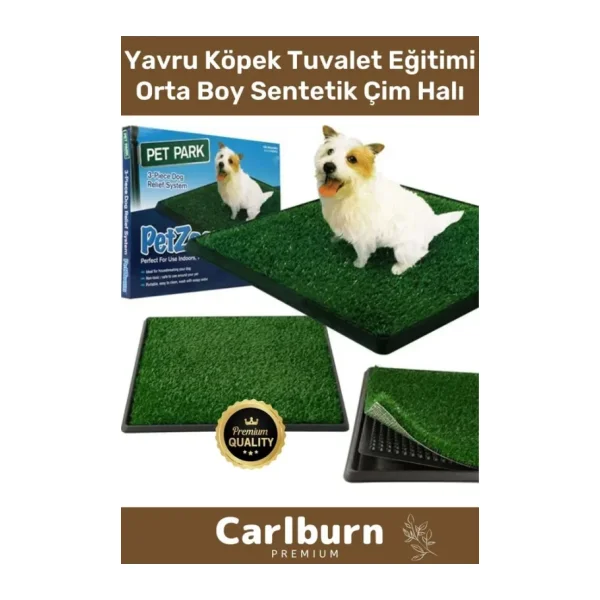 3 Tabakalı Kolay Temizlenir Evcil Hayvan Yavru Köpek Tuvalet Eğitimi Orta Boy Sentetik Çim Halı