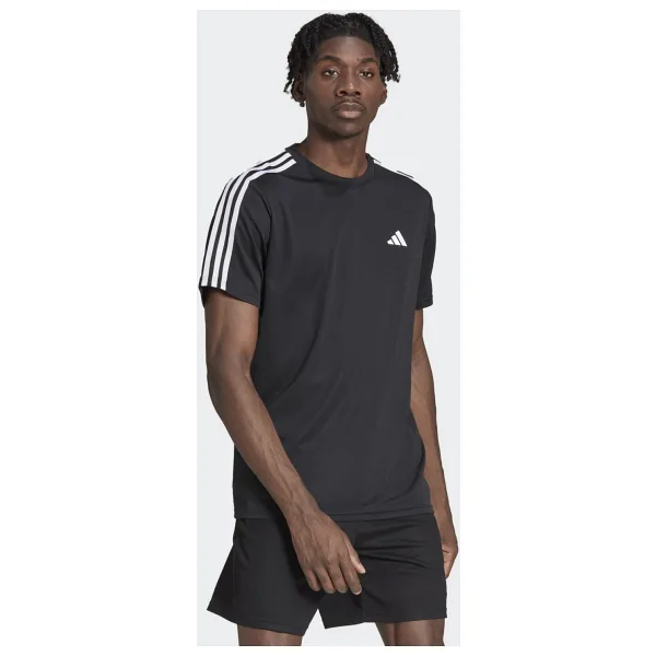 Adidas Train Essentials 3-Stripes Training IB8150 Siyah Kısa Kollu Bisiklet Yaka Erkek Spor Tişört