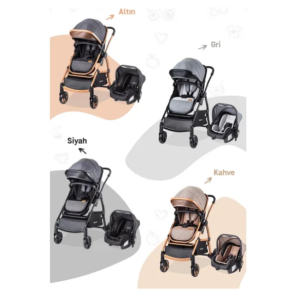 Baby Care Bc-315 Safari Pro Gri Travel Sistem Bebek Arabası
