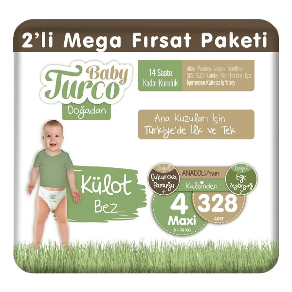 Baby Turco Doğadan 4 Numara Maxi 82'li 4 Adet Külot Bez