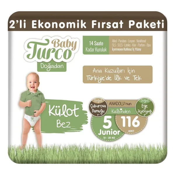Baby Turco Doğadan 5 Numara Junior 116'lı Külot Bez
