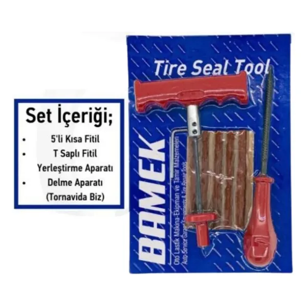 Bamek PROFESYONEL OTO LASTİK TAMİR KİTİ BAMEK FİTİL ATMA SETİ