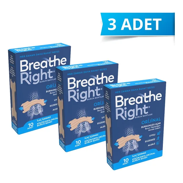 Breathe Right Burun Bandı Klasik Normal Boy 10'lu 3 Paket