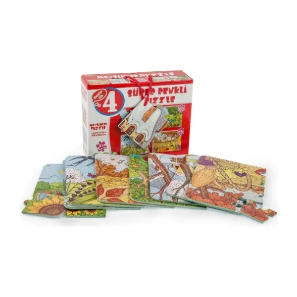 Diytoy Mevsimler Süper Renkli 4'lü Puzzle