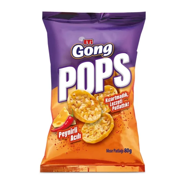 Eti Gong Pops Acı Peynirli Mısır ve Pirinç Patlağı 80 gr