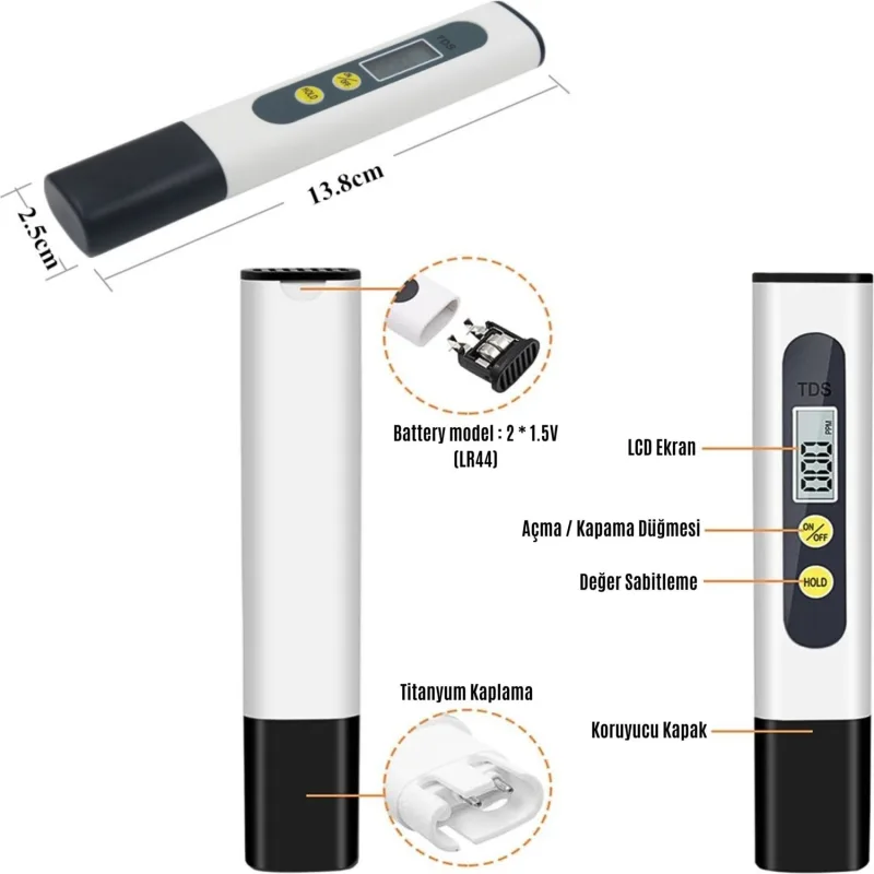 Evora Yeni Model Tds Metre Su Ölçüm Cihazı