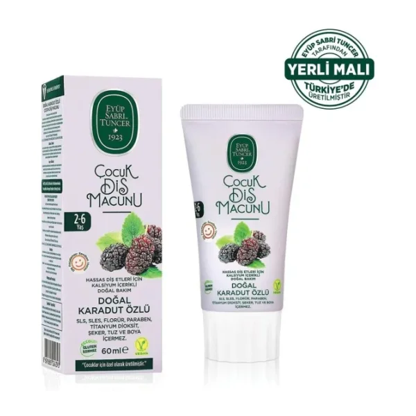 Eyüp Sabri Tuncer Doğal Karadut Özlü 2-6 Yaş 60 ml Florürsüz Çocuk Diş Macunu