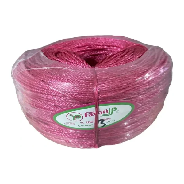 Favori İp Halat FH03 PP Naylon Burgulu Örgü Çamaşır İpi - Pembe - 100 Metre - 1 Adet