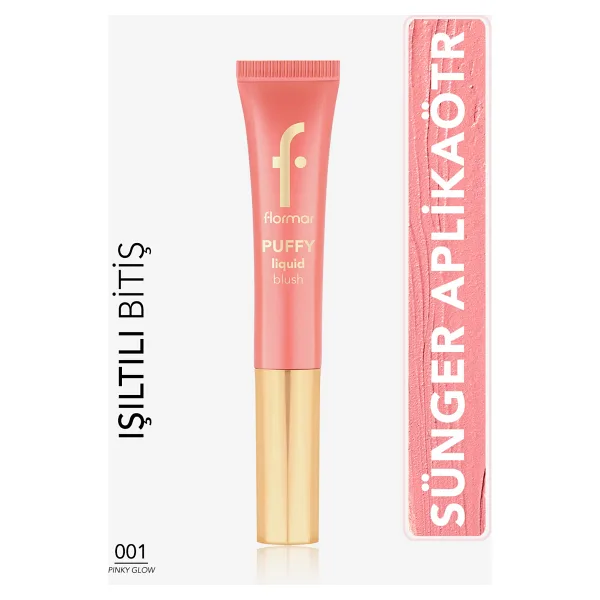 Flormar Puffy Nemlendirici Etkili Parlak Bitişli 001 Pinky Glow Likit Allık