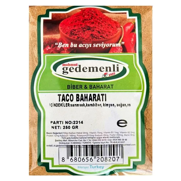 Gedemenli Taco Baharatı 250 gr
