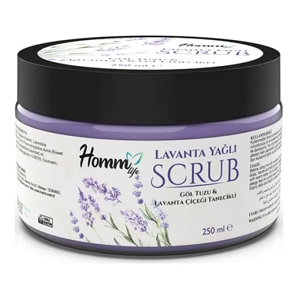Homm Life Lavanta Yağlı Scrub, 250 ml Göl Tuzulavanta Çiçeği Tanecikli