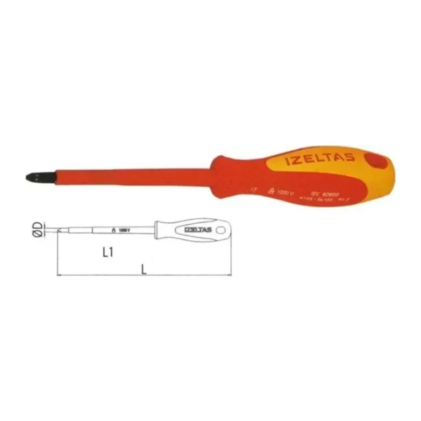 İzeltaş 4145186100 1000 V 6x100 mm İzoleli Elektrikçi Yıldız Tornavida