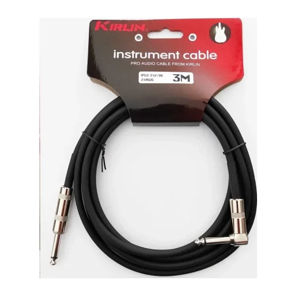 Kirlin Ipcv-242B-3M-Bk Enstrüman Gitar Kablosu L Açılı Kablo