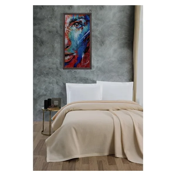 Klimalı Pike ,%100 Pamuk Petekli Pike , Dörtmevsim Pike Battal Boy 240x260 Krem