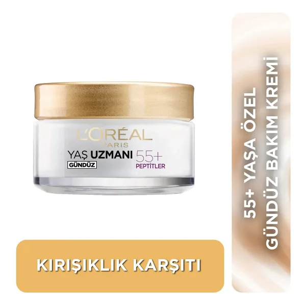 L'Oreal Paris Yaş Uzmanı 55+ Peptitler Kırışıklık Karşıtı 50 ml Gündüz Kremi