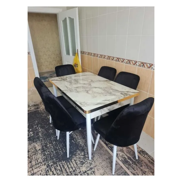Lajibu %100 Mdf Açılabilir Masa Sandalye Takımı 6 Kişilik Yemek Masası Takımı Masa Sandalye