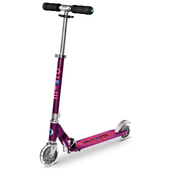 Micro Sprite LED 2 Tekerlekli Şeritli Katlanabilir Scooter Mor, Işıklı Tekerlekler, 100 kg Taşıma Kapasitesi