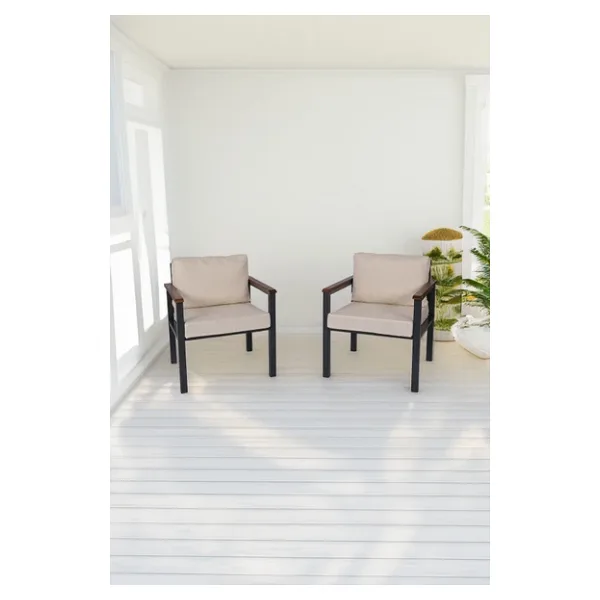 NEOKAS Balkon Mobilyası, Metal Oturma Grubu, Balkon Seti, Kafe Koltuğu, Teras Takımı, 2 Tekli Koltuk